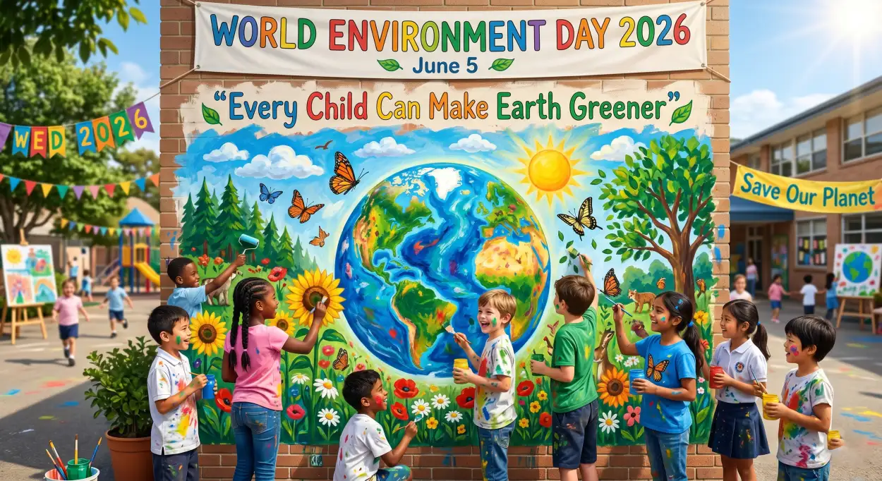 Free Download Environment Day Artwork For School Students 2026 - High Quality World Environment Day Kids Artwork 2026 Image