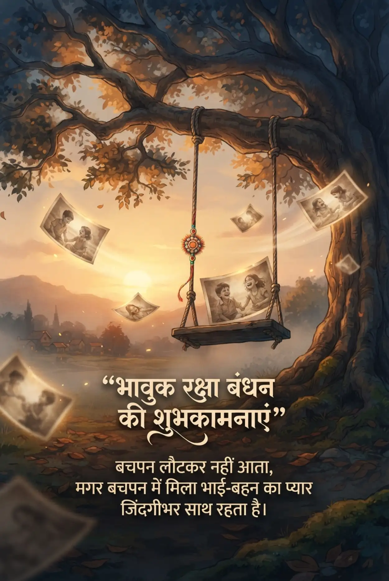 Free Download Family Love And Happiness Raksha Bandhan Wishes Hindi Creative Poster - High Quality Raksha Bandhan Ki Shubhkamnaye In Hindi Image