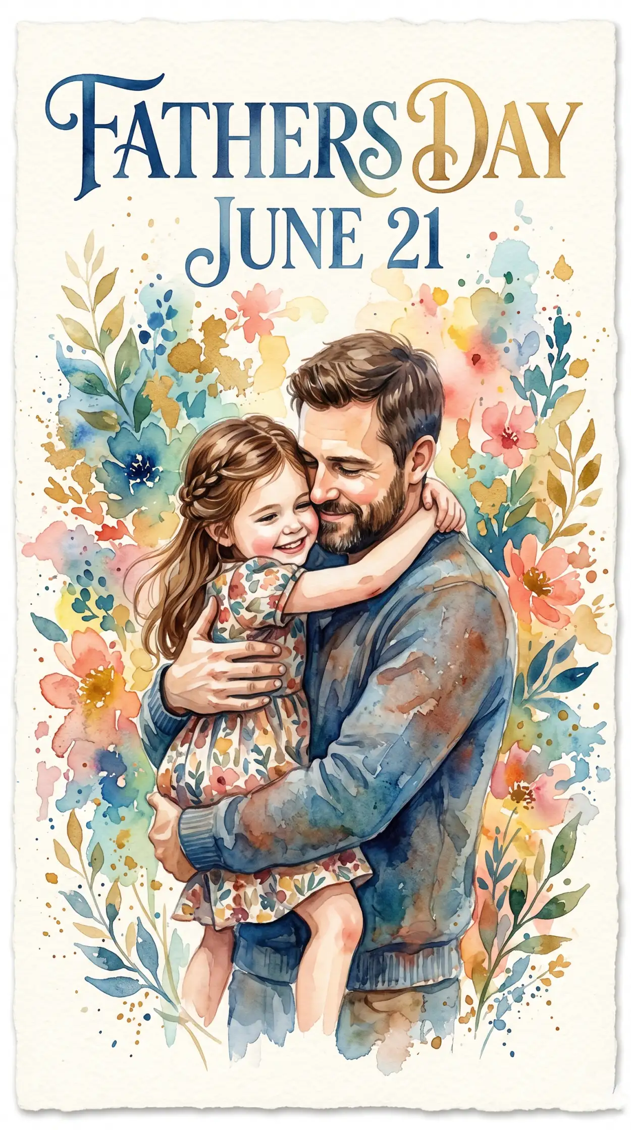 Free Download Fathers Day 2026 Watercolor Artwork - High Quality Fathers Day 2026 Image