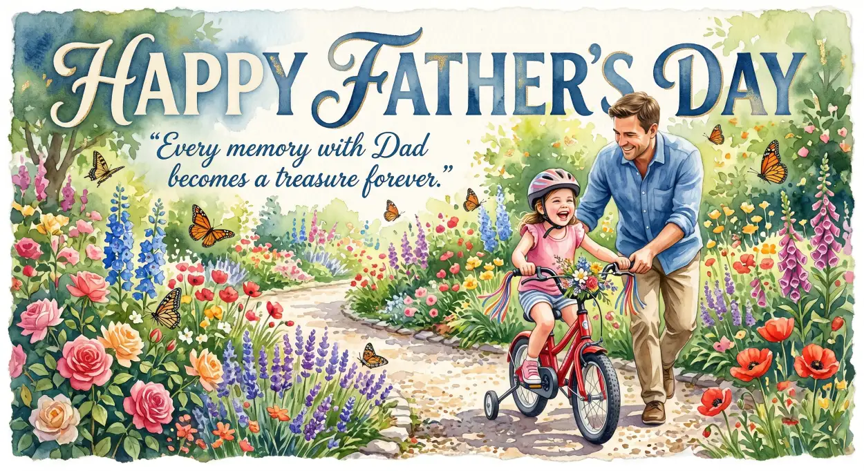 Free Download Fathers Day Greeting Card With Blessings - High Quality Happy Fathers Day Greeting Card Image