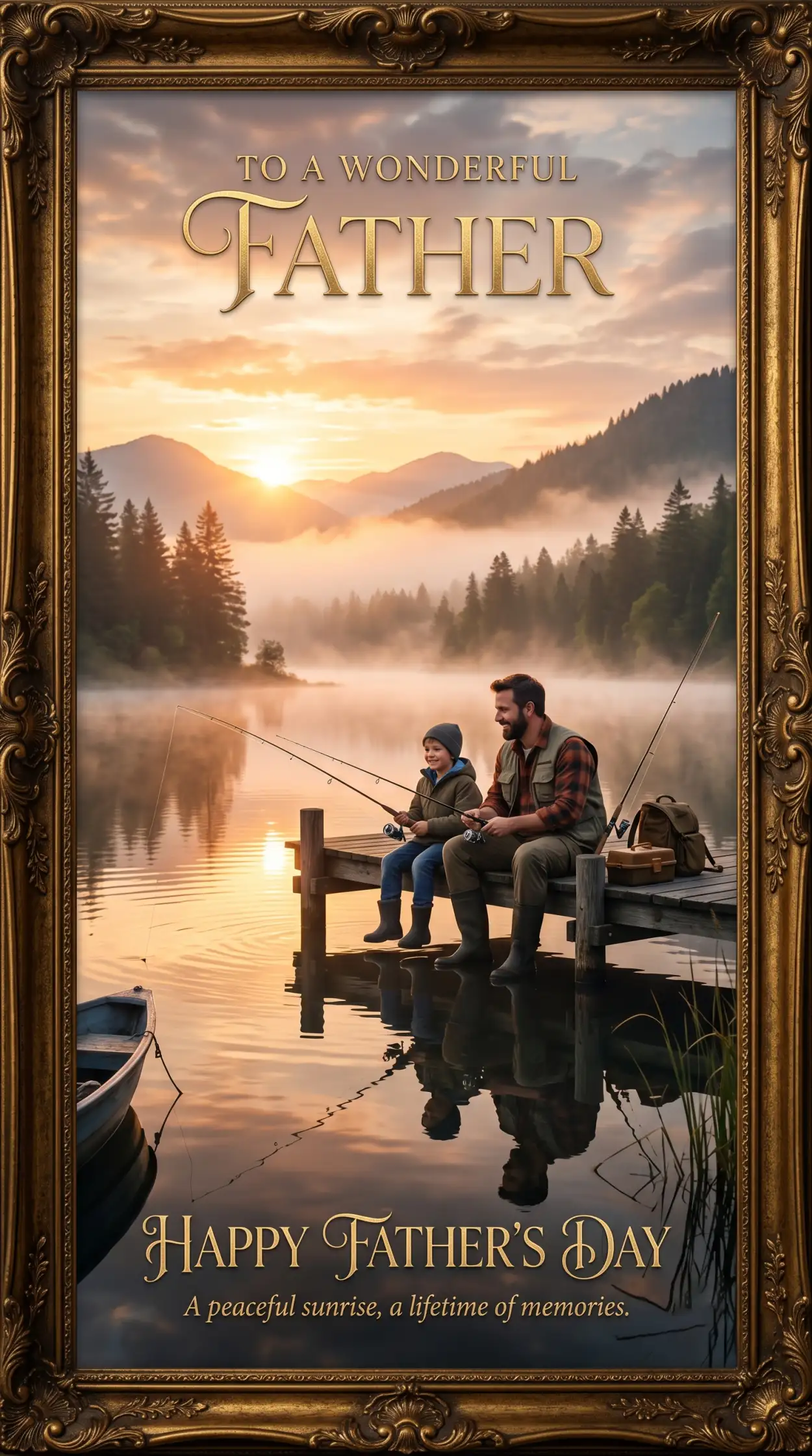 Free Download Fathers Day Greeting Card With Father And Son - High Quality Happy Fathers Day Greeting Card Image