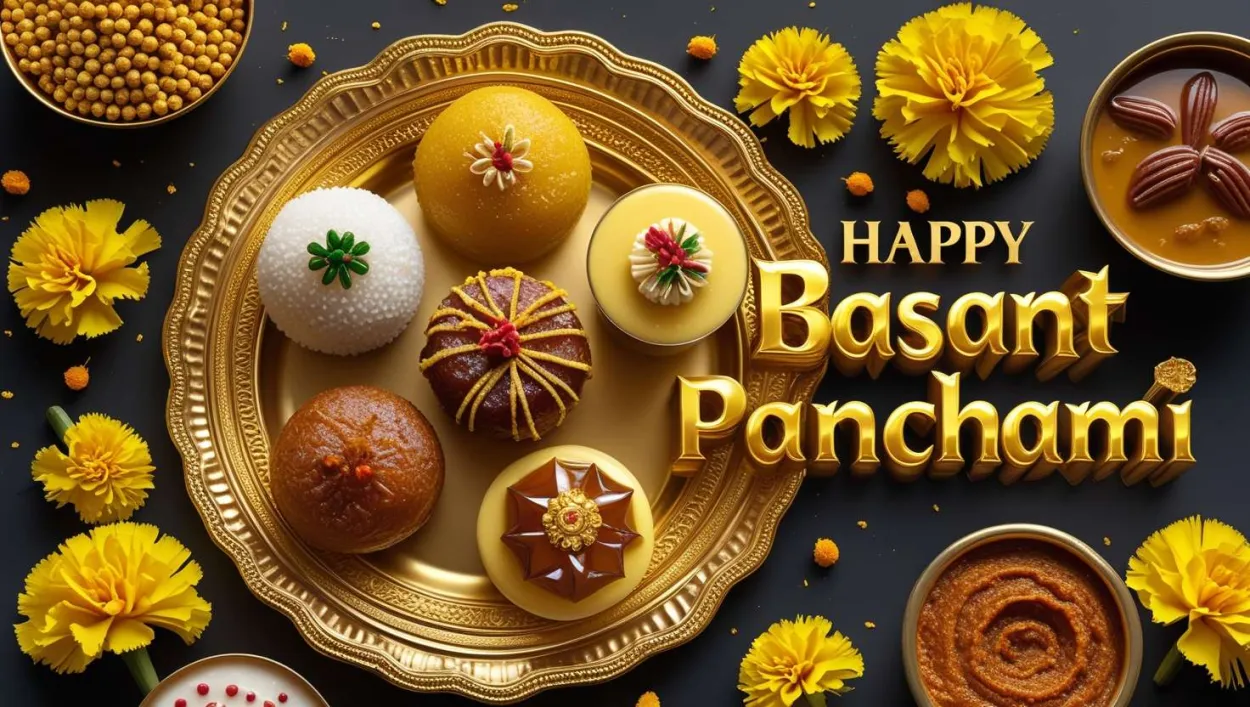 Free Download Festive Yellow Plate Decoration Basant Panchami Backgrounds - High Quality Yellow-themed Backgrounds For Basant Panchami Background