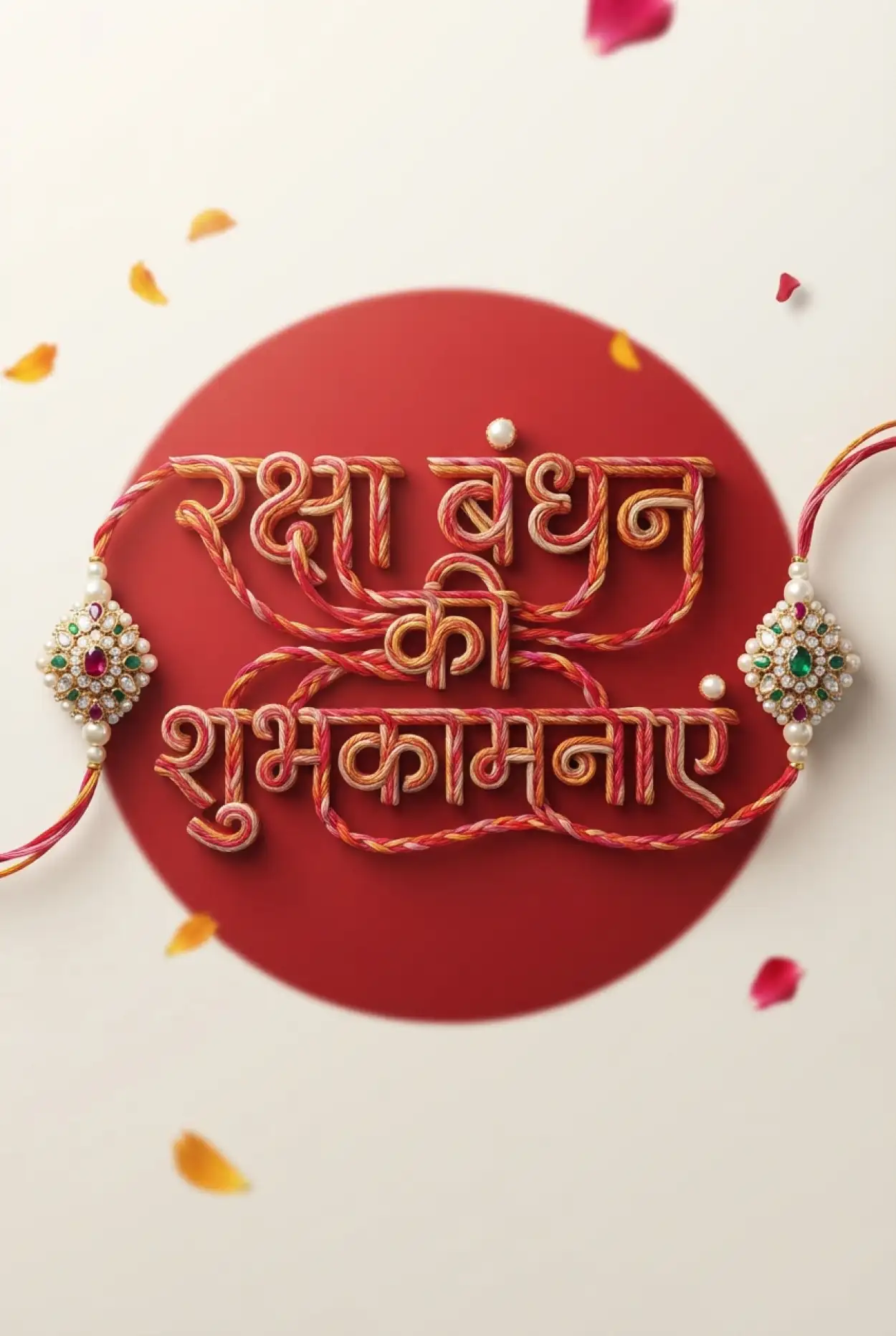 Free Download Flower And Rakhi 3d Hindi Typography Raksha Bandhan Creative Image - High Quality Raksha Bandhan Ki Shubhkamnaye In Hindi Image