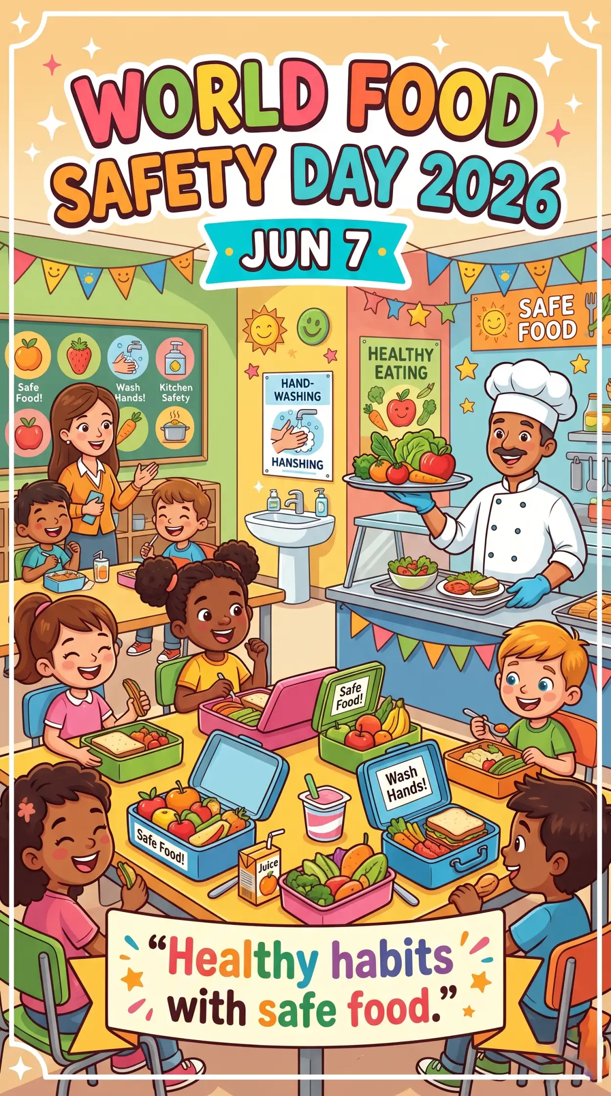 Free Download Food Safety Educational Poster For Children - High Quality World Food Safety Day 2026 Image