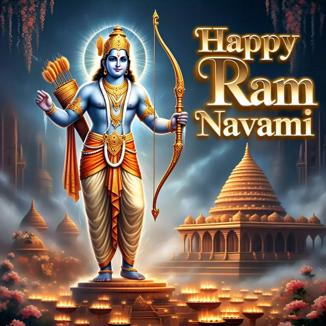 Free Download Free Happy Ram Navami Typography Art - High Quality Happy Ram Navami Background