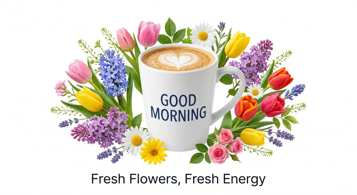 Free Download Fresh Flowers And Coffee Good Morning Images - High Quality Good Morning Flowers And Coffee Image