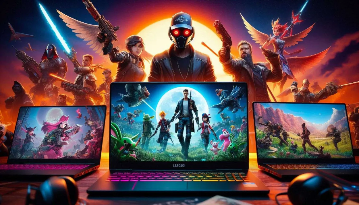 Gaming-themed Laptop Background Images Featuring Popular Game Characters - Royalty Free Laptop Background Image | Pngmagic Free Download Gaming-themed Laptop Background Images Featuring Popular Game Characters - High Quality Laptop Background Background