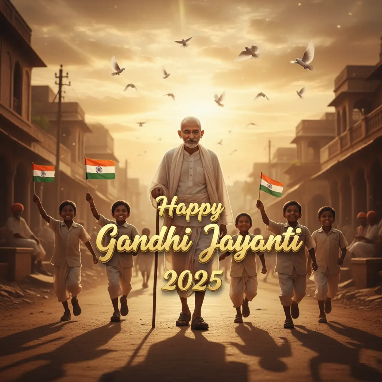 Free Download Gandhi Jayanti 2025 Short Paragraph For Kids - High Quality Happy Gandhi Jayanti 2025 Background