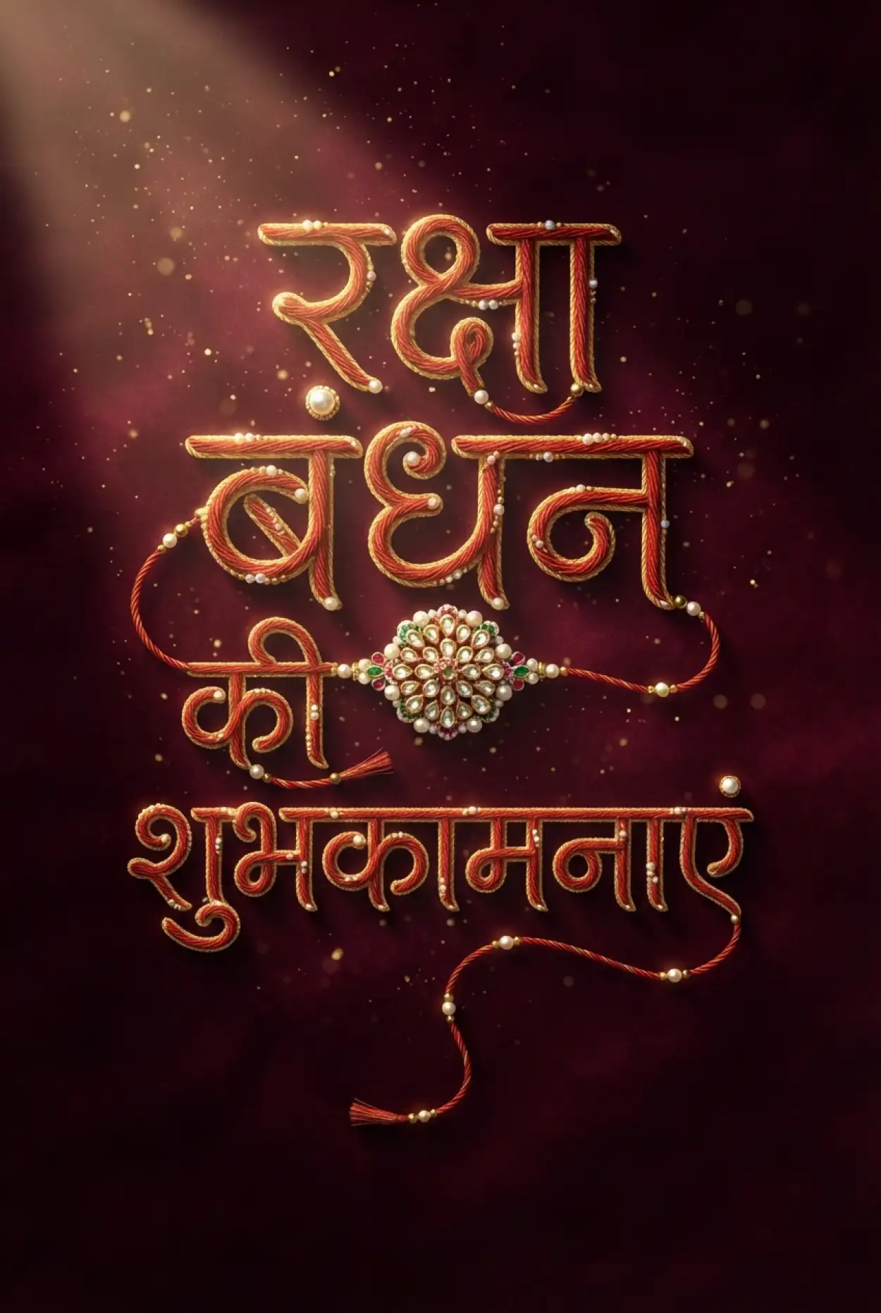 Free Download Ghibli Style Raksha Bandhan Hindi Typography With Magical Rakhi Design - High Quality Raksha Bandhan Ki Shubhkamnaye In Hindi Image