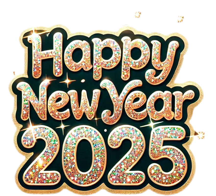 Free Download Glittery Happy New Year 2025 Text Png For Instagram Posts - High Quality Happy New Year Text PNG PNG Image