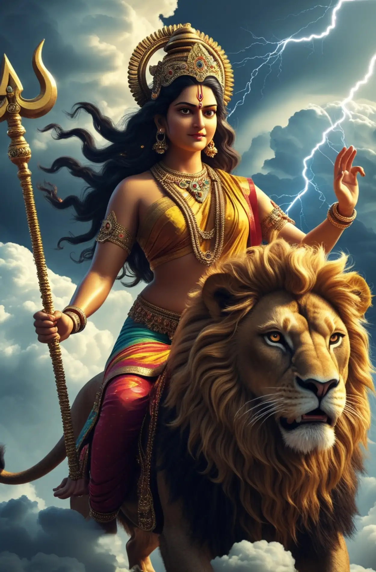 Free Download Goddess Durga Artwork For Digital Posters - High Quality Godess Maa Durga Background