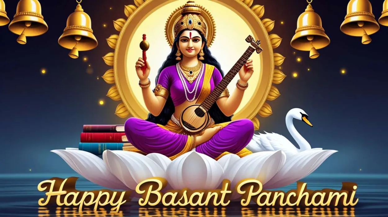 Free Download Goddess Saraswati Hd Png Images - High Quality Happy Basant Panchami PNG Image
