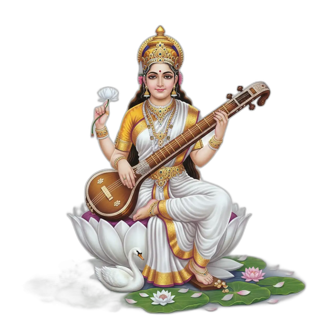Free Download Goddess Saraswati Png High Resolution - High Quality Saraswati Png PNG Image