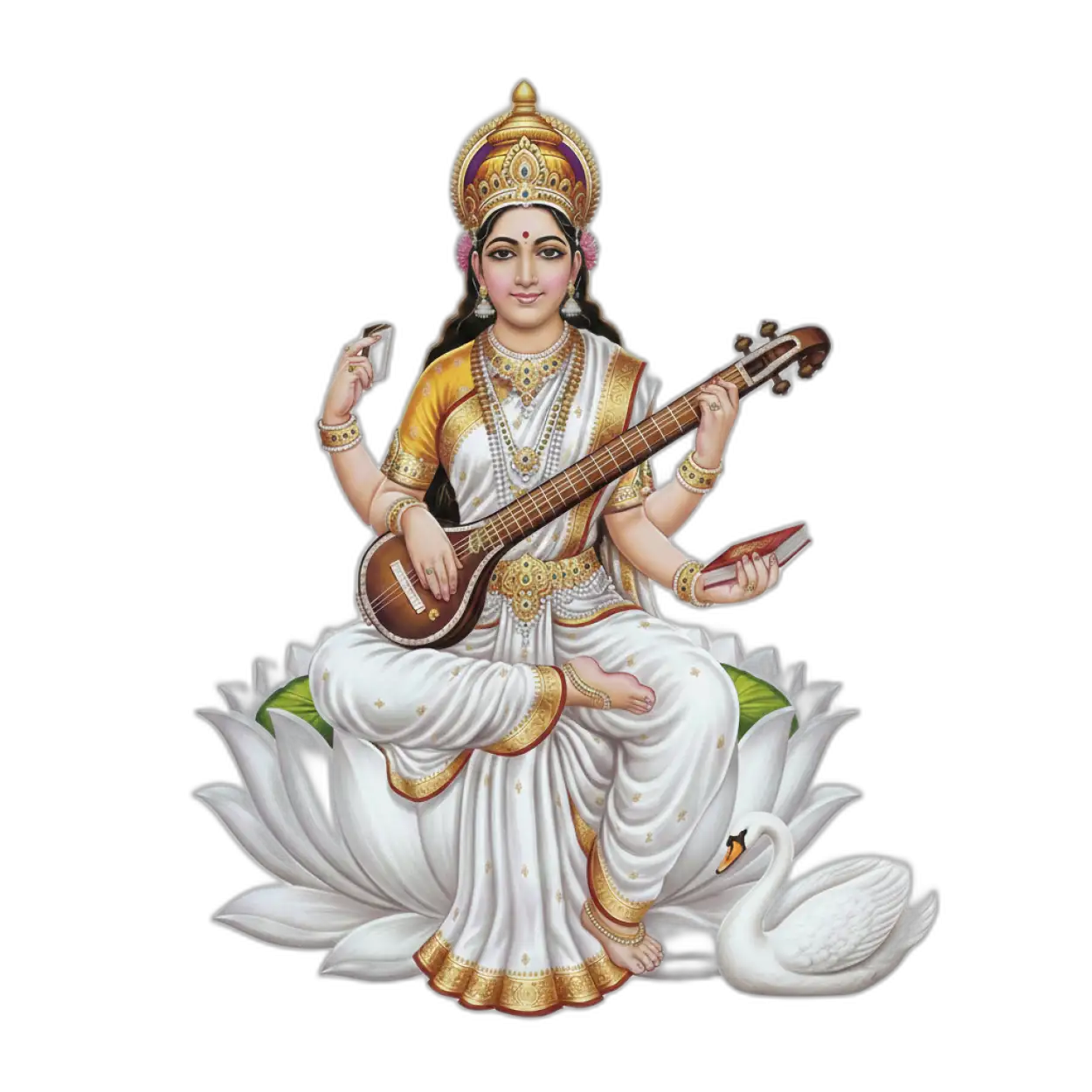 Free Download Goddess Saraswati Png Indian Goddess Hd For Religious Website - High Quality Saraswati Png Transparent PNG