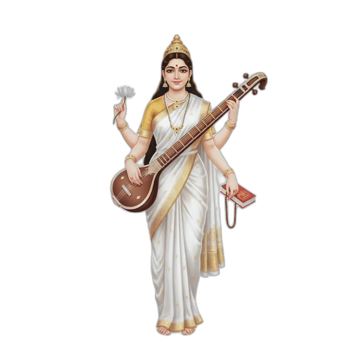 Free Download Goddess Saraswati Png Realistic Style For School Education Banner - High Quality Saraswati Png Transparent PNG