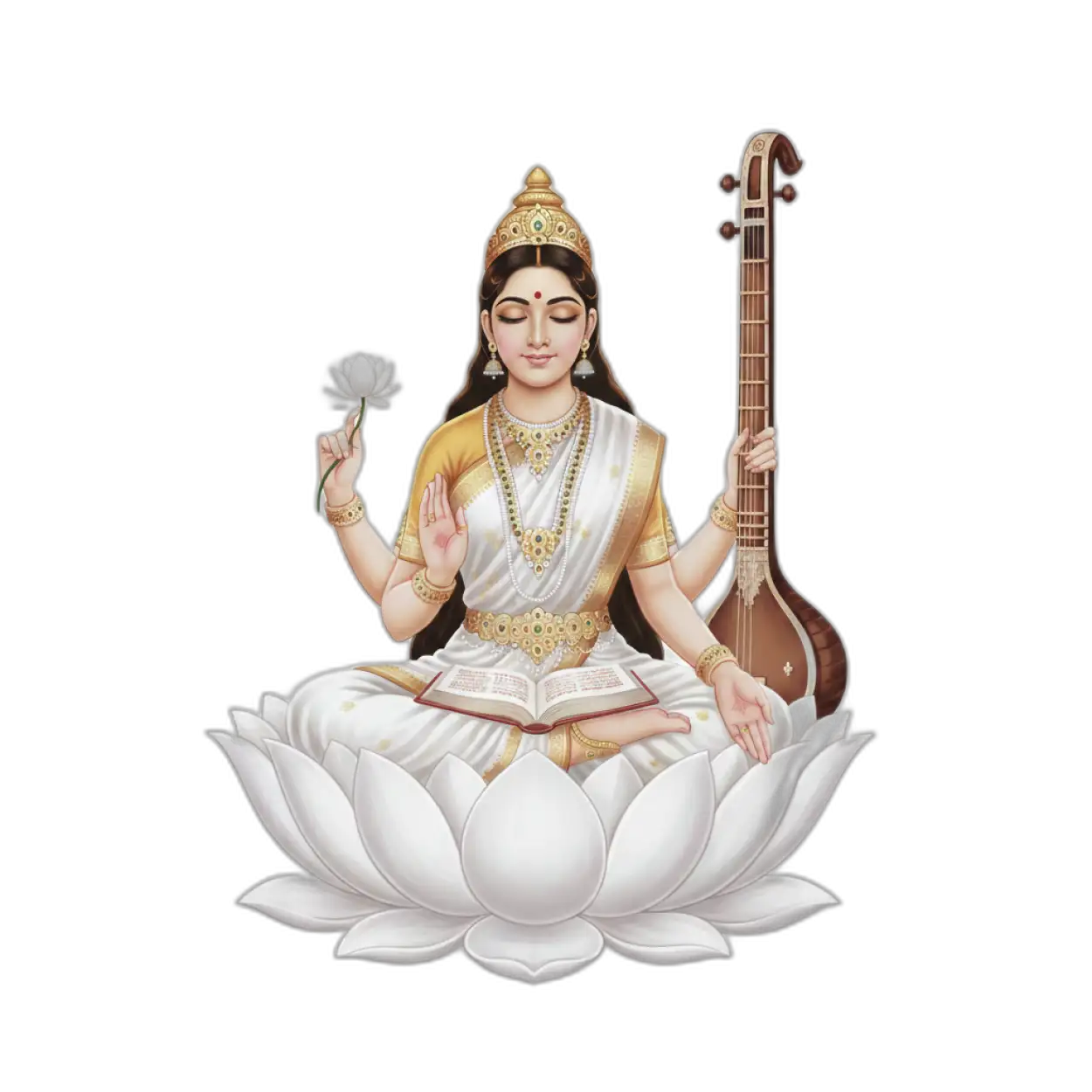 Free Download Goddess Saraswati Png Transparent Hd - High Quality Saraswati Png PNG Image