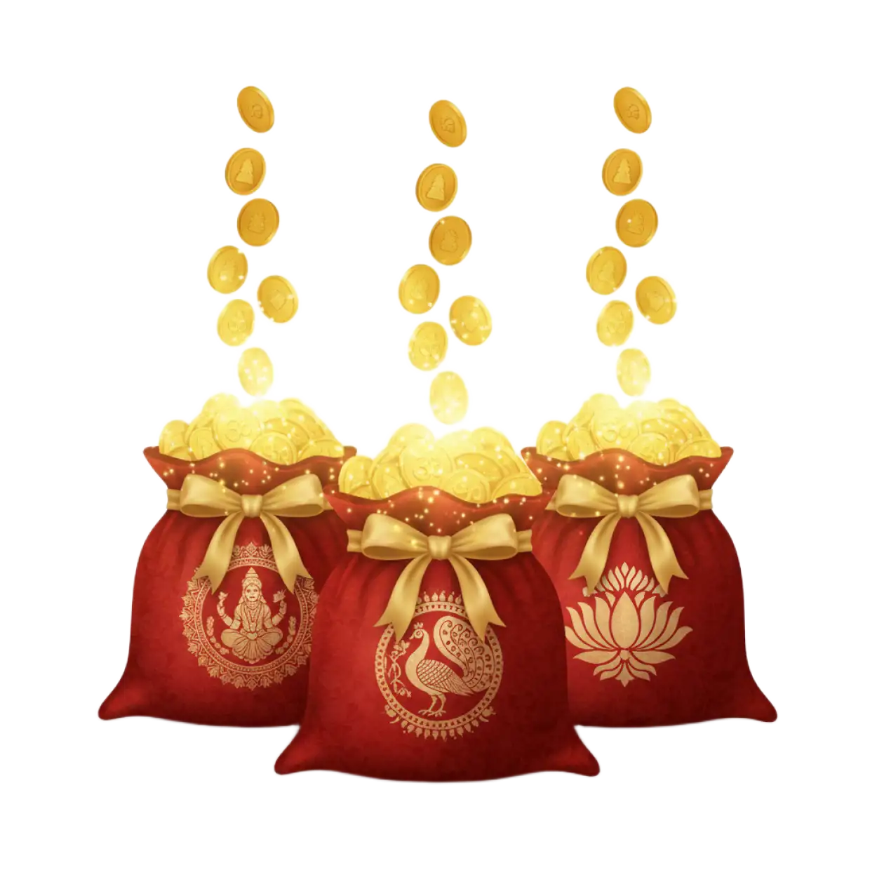 Gold Coin Potly Bag Png Transparent Background - Royalty Free Dhanteras Png Image | Pngmagic Free Download Gold Coin Potly Bag Png Transparent Background - High Quality Dhanteras Png PNG Image