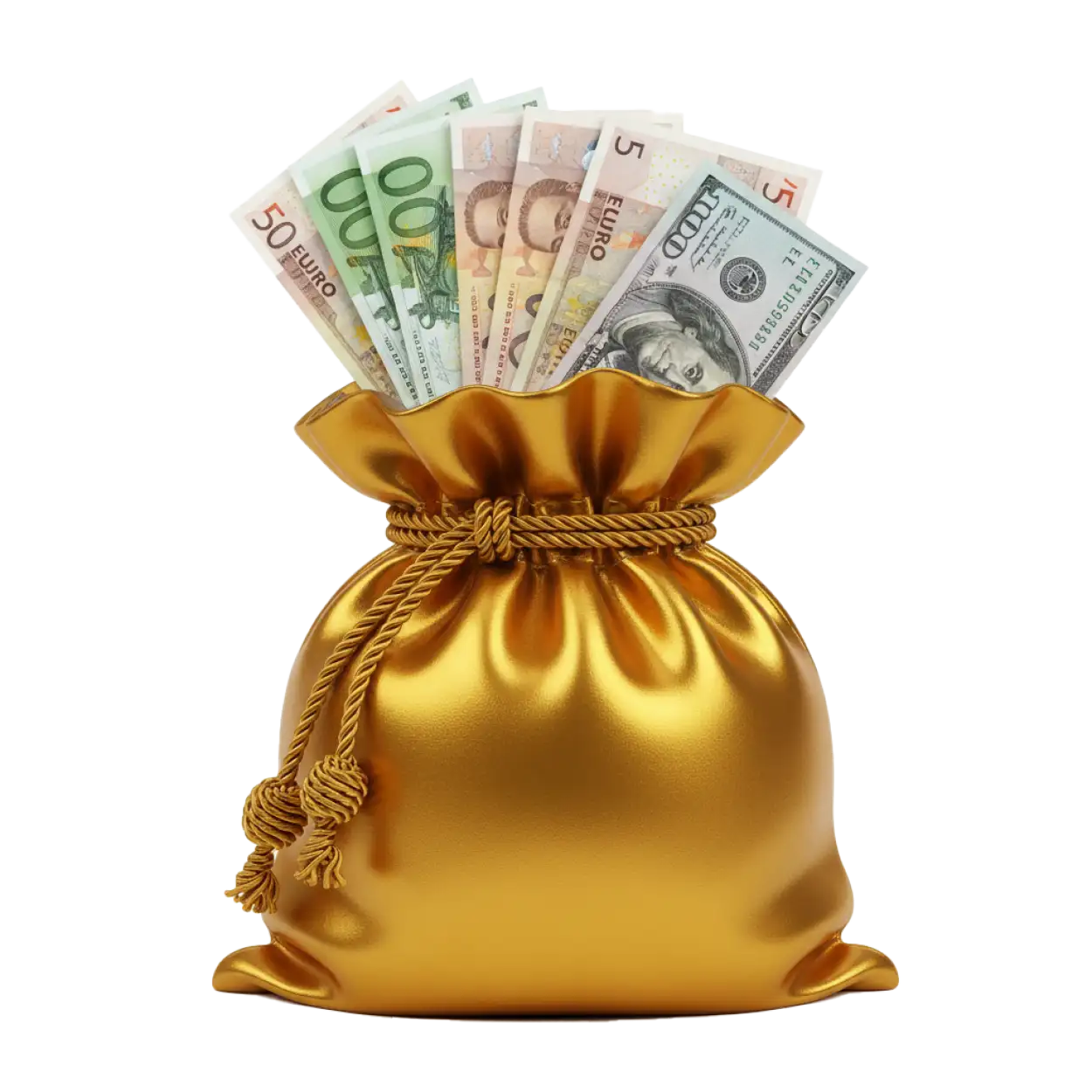 Free Download Golden Money Bag Png Transparent - High Quality Money Bag Png PNG Image