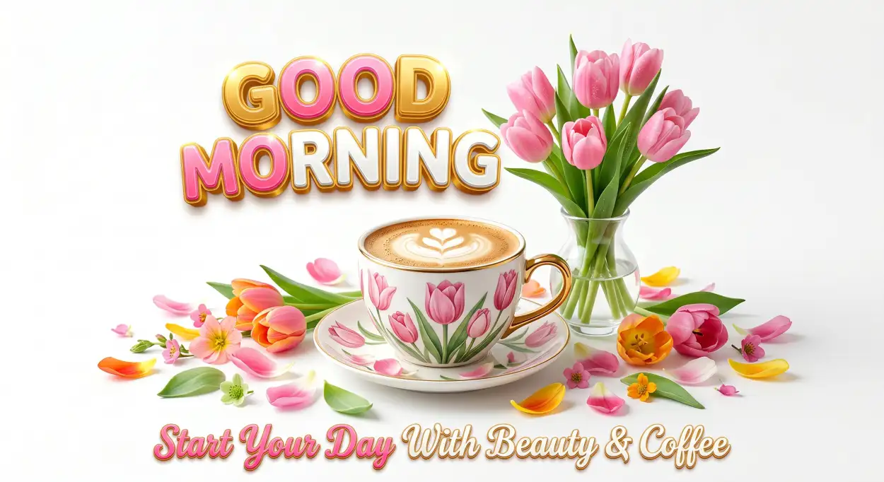 Free Download Good Morning Flowers And Coffee Png Images - High Quality Good Morning Flowers And Coffee Transparent PNG