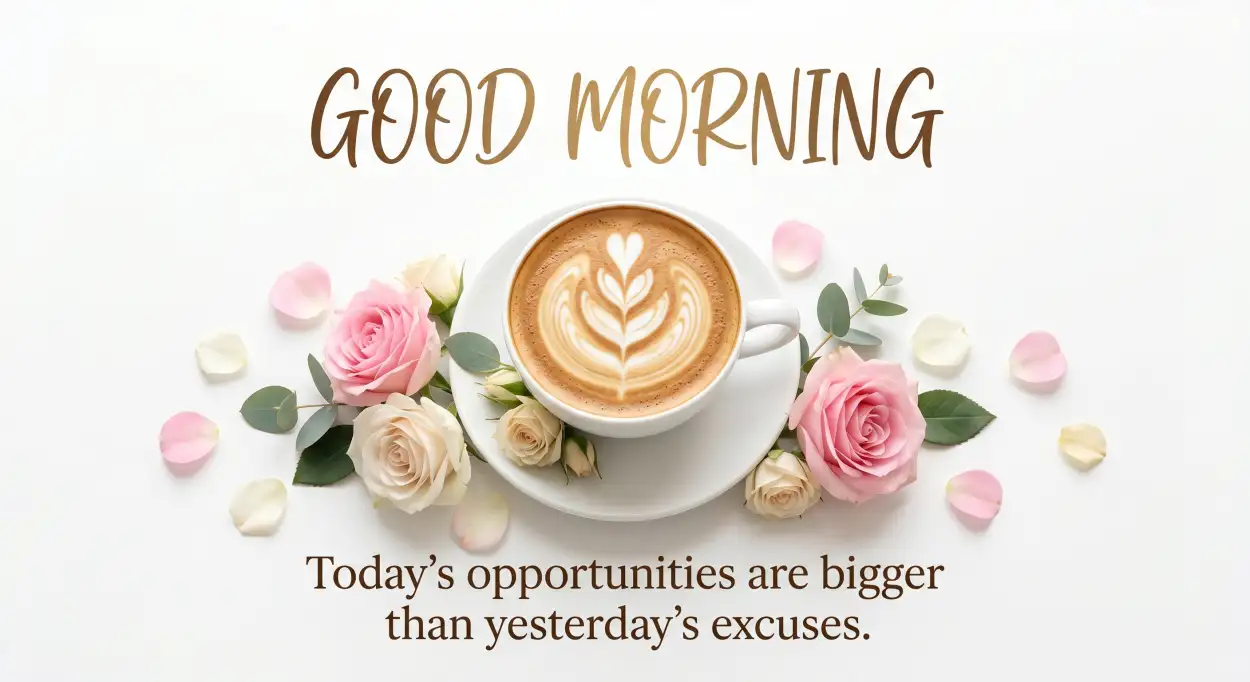 Free Download Good Morning Flowers And Coffee With Success Quote - High Quality Good Morning Flowers And Coffee Image