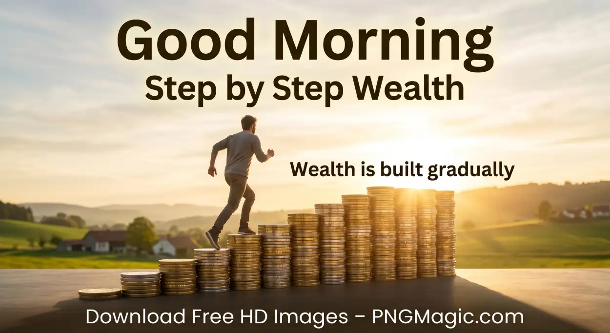 Free Download Good Morning Quotes For Building Wealth Step By Step - High Quality Good Morning Investment Quotes Image