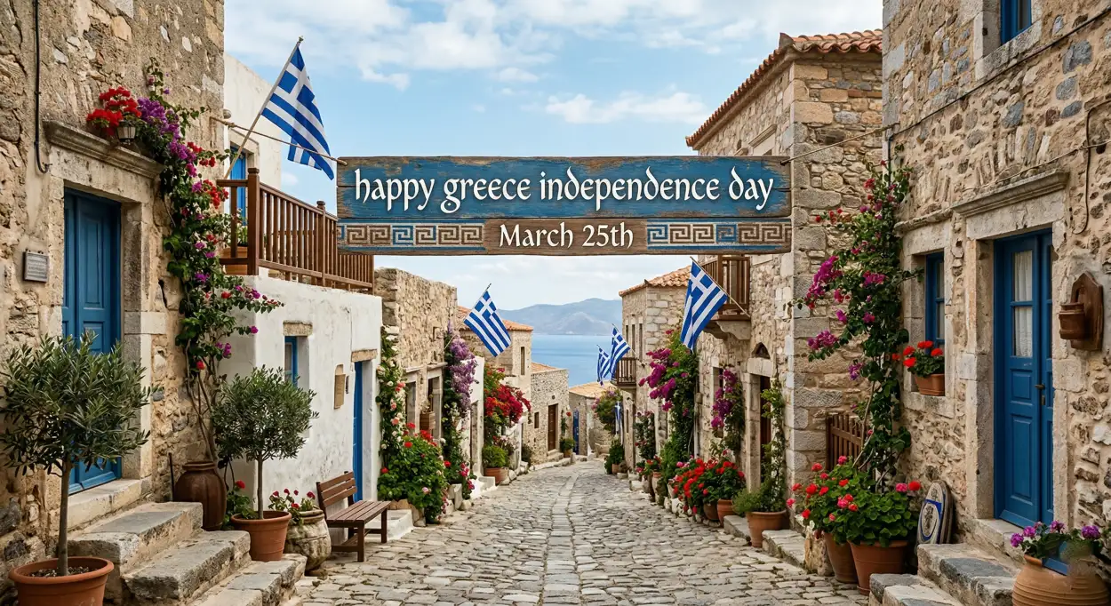 Free Download Greece Independence Day Greeting Card Design - High Quality Happy Greece Independence Day 2026 Image