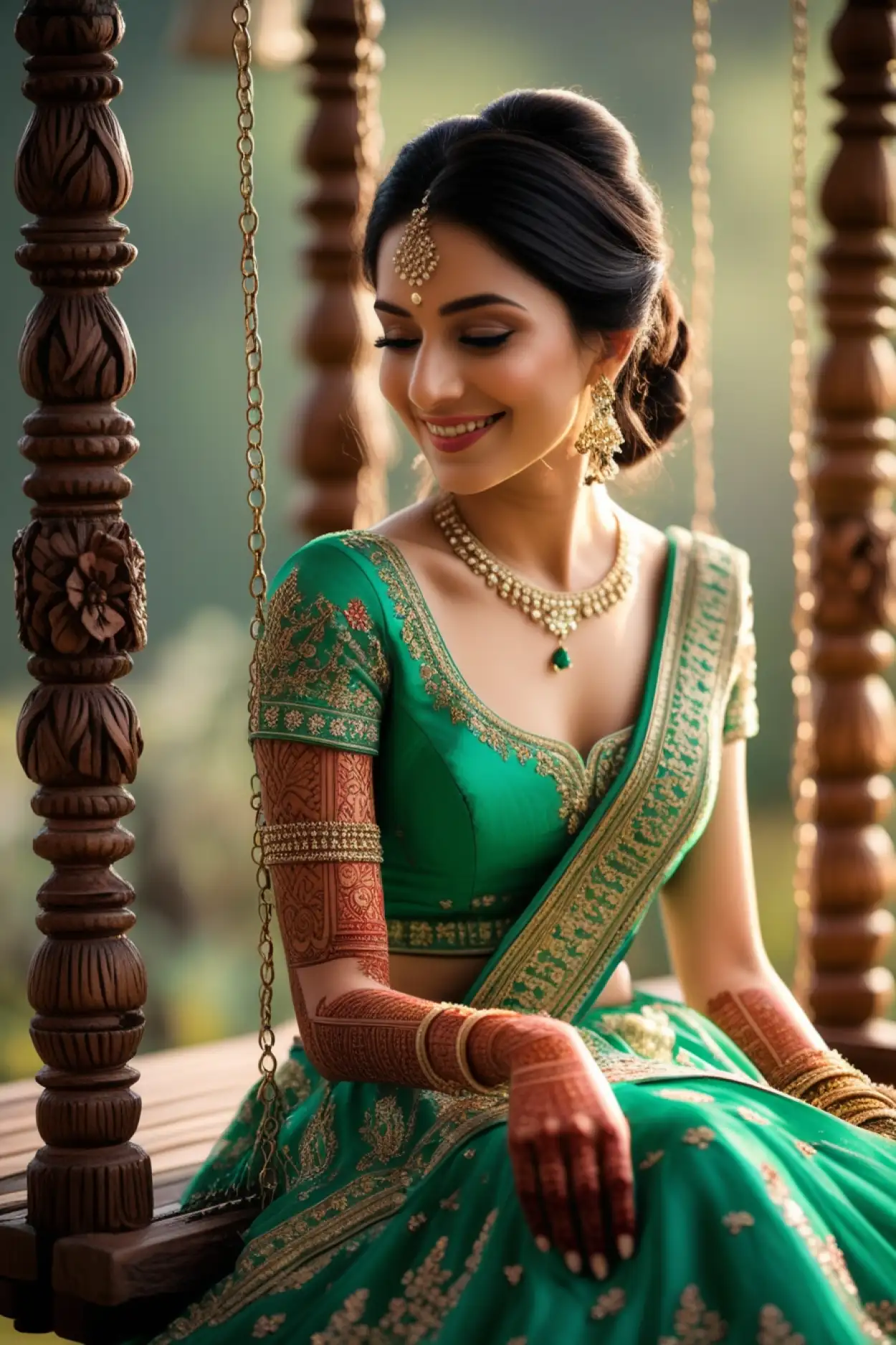 Green Saree With Latest Teej Mehndi 2025 - Royalty Free Latest Teej Mehndi Design 2025 Image | Pngmagic Free Download Green Saree With Latest Teej Mehndi 2025 - High Quality Latest Teej Mehndi Design 2025 Background