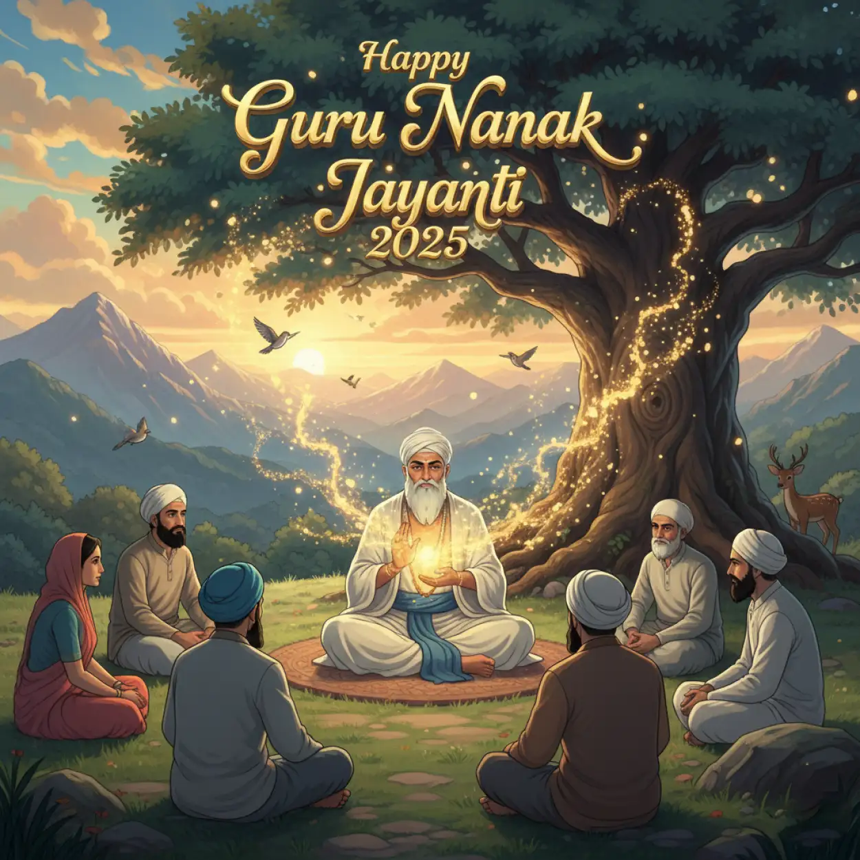 Free Download Guru Nanak Jayanti 2025 Poster Background For Graphic Design - High Quality Happy Guru Nanak Jayanti 2025 Background