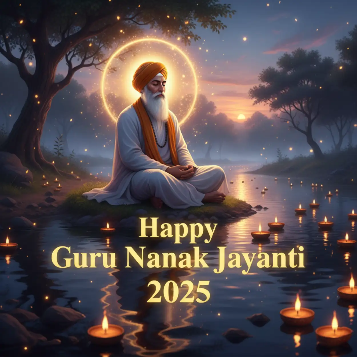 Free Download Guru Nanak Jayanti 2025 Wallpaper With Divine Light Effect - High Quality Happy Guru Nanak Jayanti 2025 Background