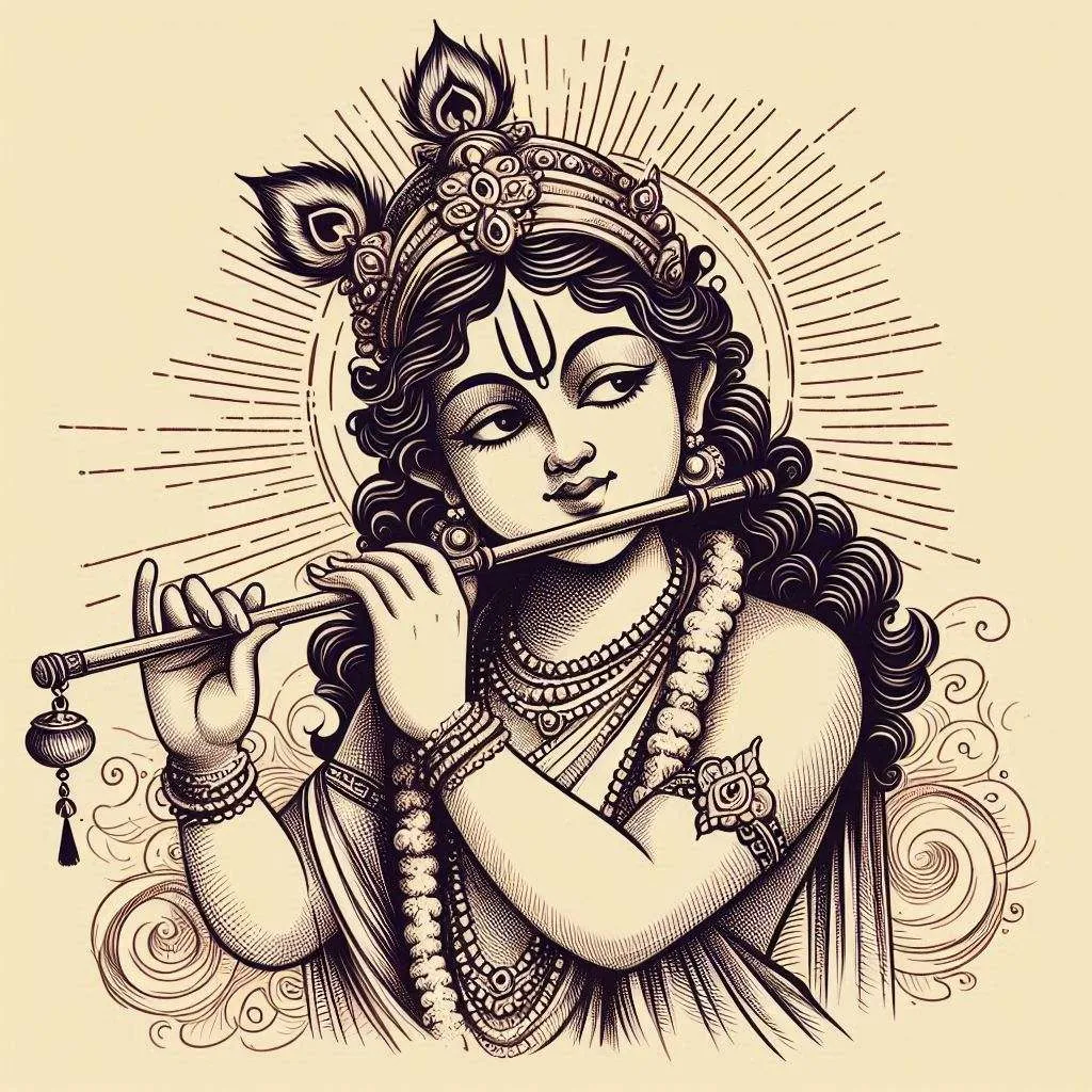Hand-drawn Illustration Of Lord Krishna Playing Flute - Royalty Free Lord Krishna Image | Pngmagic Free Download Hand-drawn Illustration Of Lord Krishna Playing Flute - High Quality Lord Krishna Background