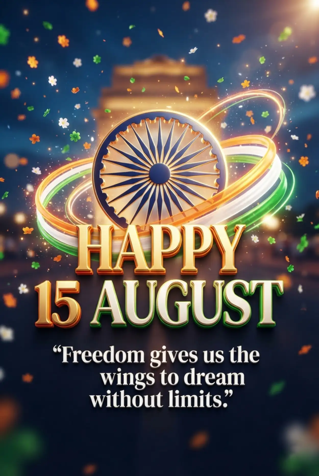 Free Download Happy 15 August Wishes 2026 - High Quality Indian Independence Day Wishes 2026 Image