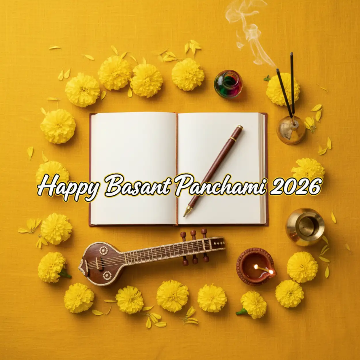 Free Download Happy Basant Panchami 2026 Calligraphy Text Image - High Quality Happy Basant Panchami 2026 Image