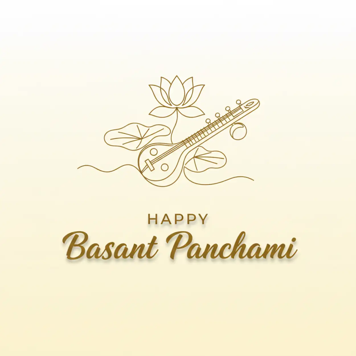 Free Download Happy Basant Panchami Banner With Maa Saraswati Calligraphy Font - High Quality Basant Panchami Banner Background