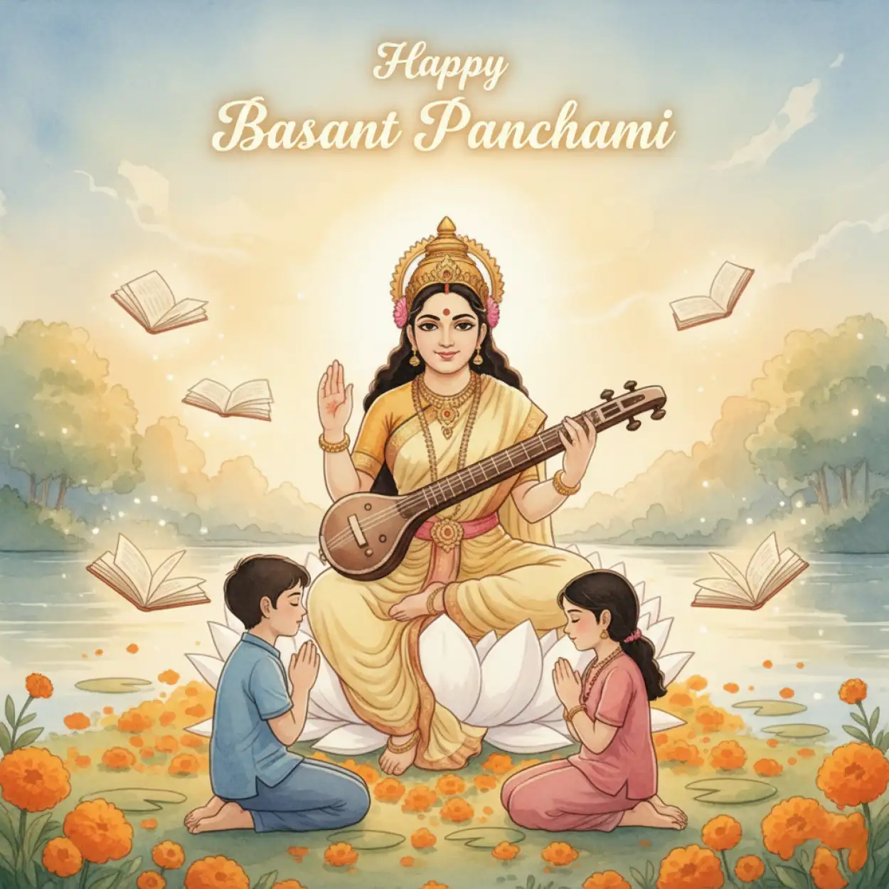 Free Download Happy Basant Panchami Wishes For Children Education - High Quality Happy Basant Panchami Wishes Background