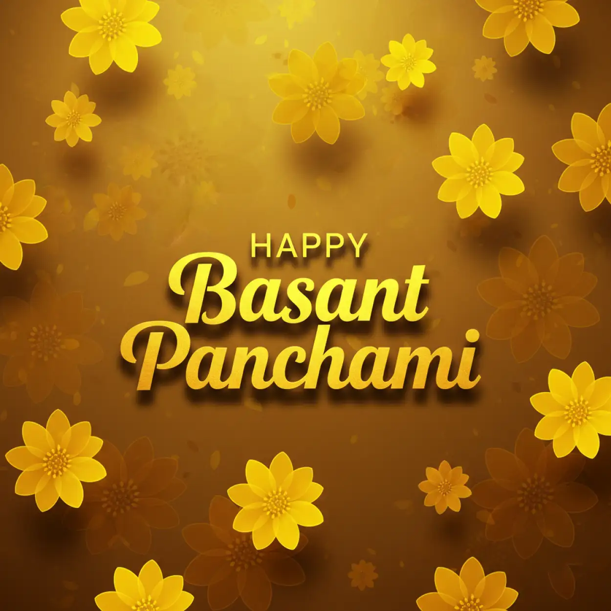 Free Download Happy Basant Panchami Wishes With Flower Words - High Quality Happy Basant Panchami Wishes Image