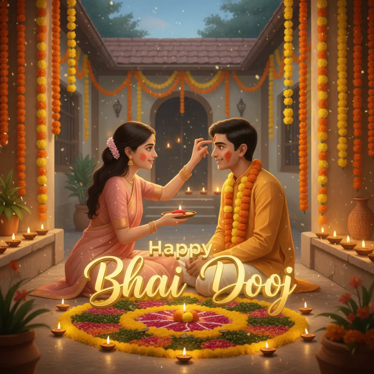 Free Download Happy Bhai Dooj 2025 Wishes Card Message Ideas - High Quality Happy Bhai Dooj 2025 Wishes Background