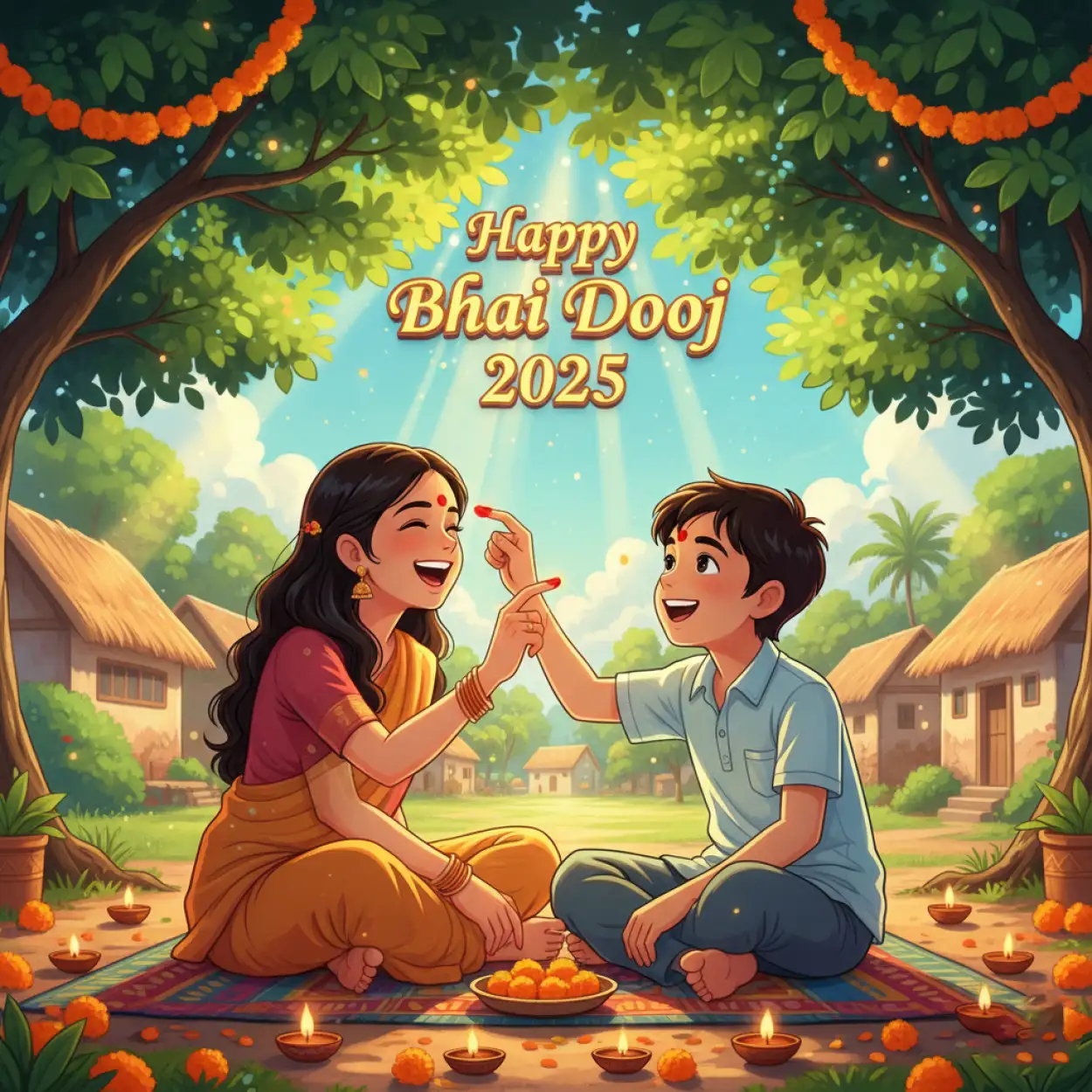 Free Download Happy Bhai Dooj 2025 Wishes For Elder Brother - High Quality Happy Bhai Dooj 2025 Wishes Background