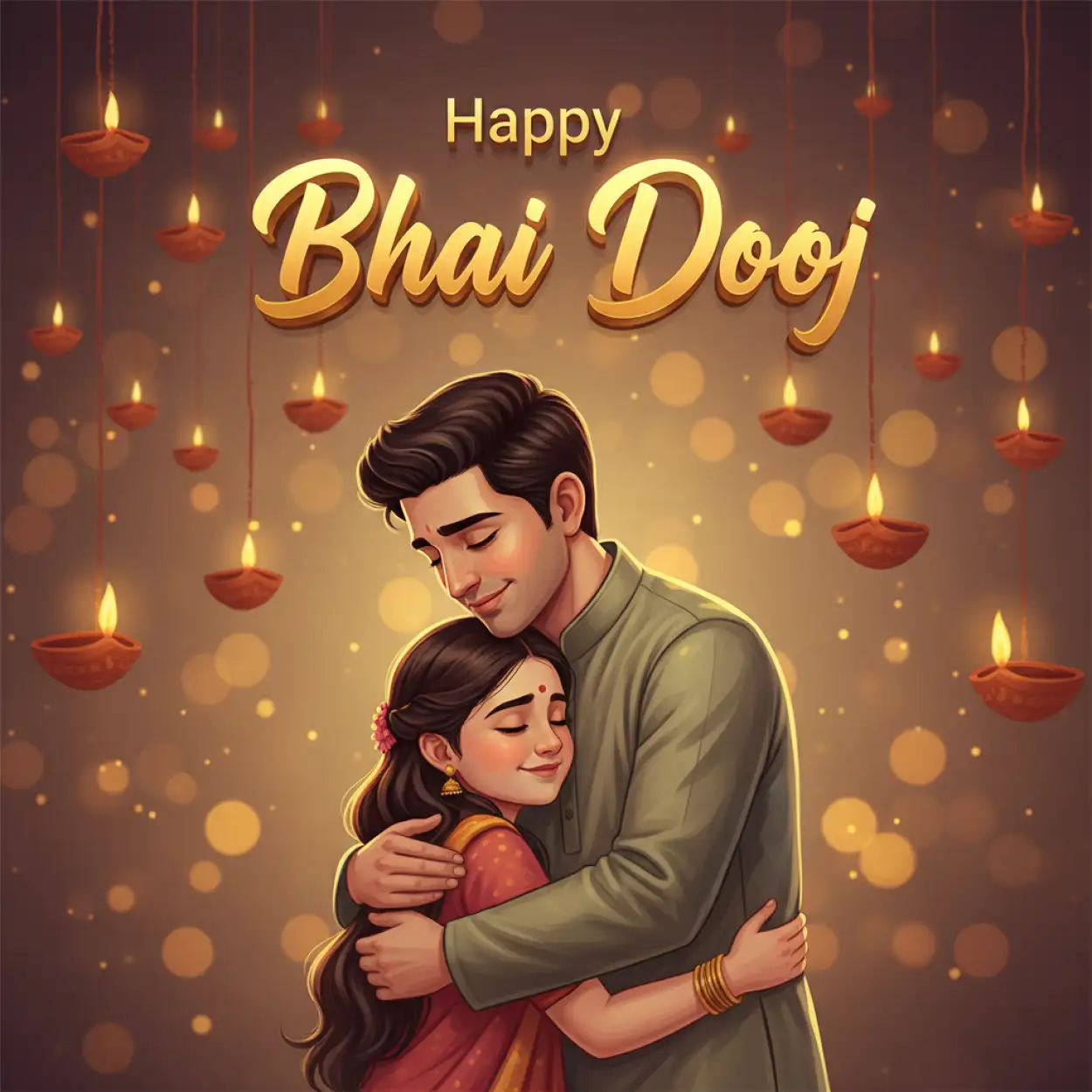 Free Download Happy Bhai Dooj Illustration For Kids - High Quality Happy Bhai Dooj Image