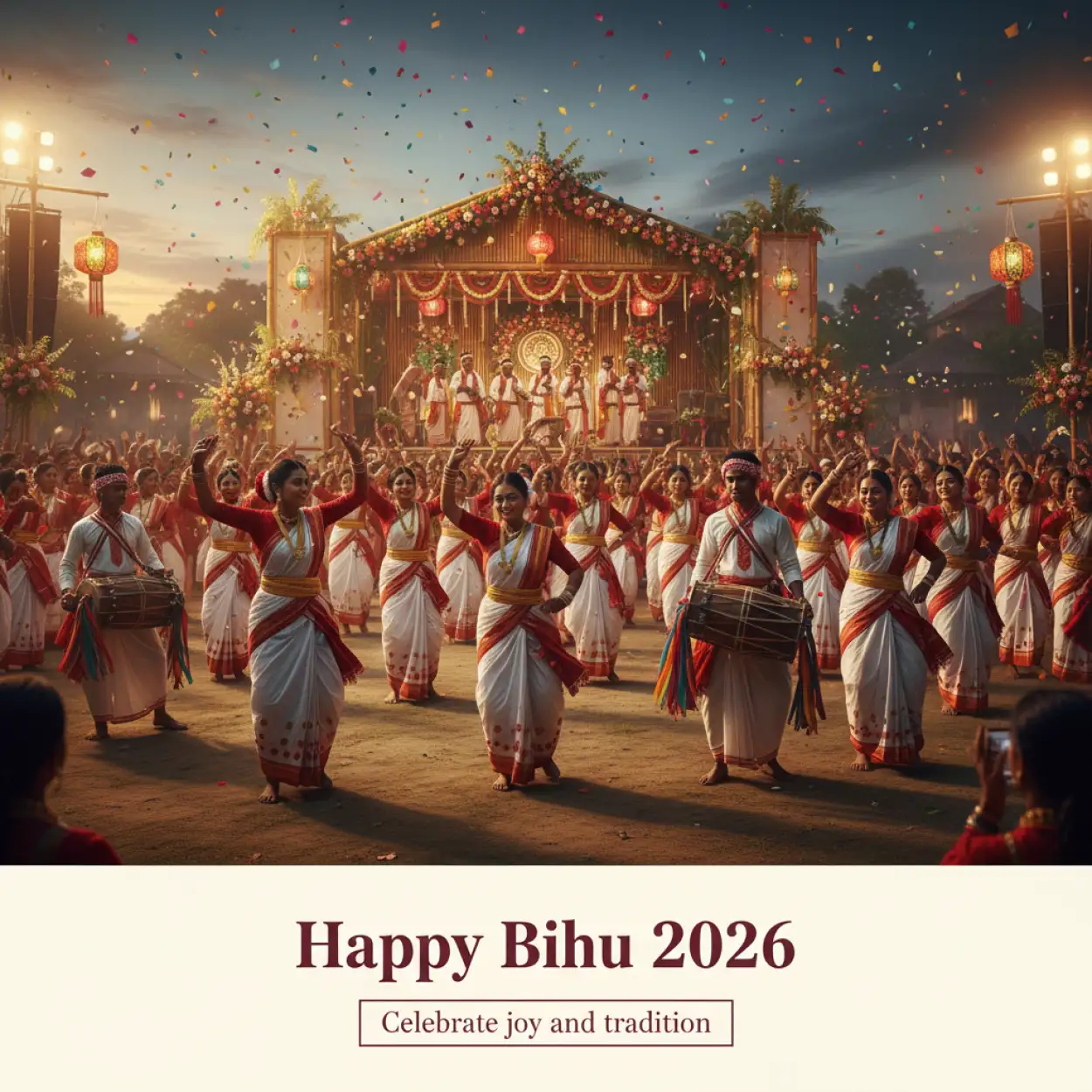 Free Download Happy Bihu 2026 Traditional Assamese Festival Greeting Card - High Quality Happy Bihu 2026 Image