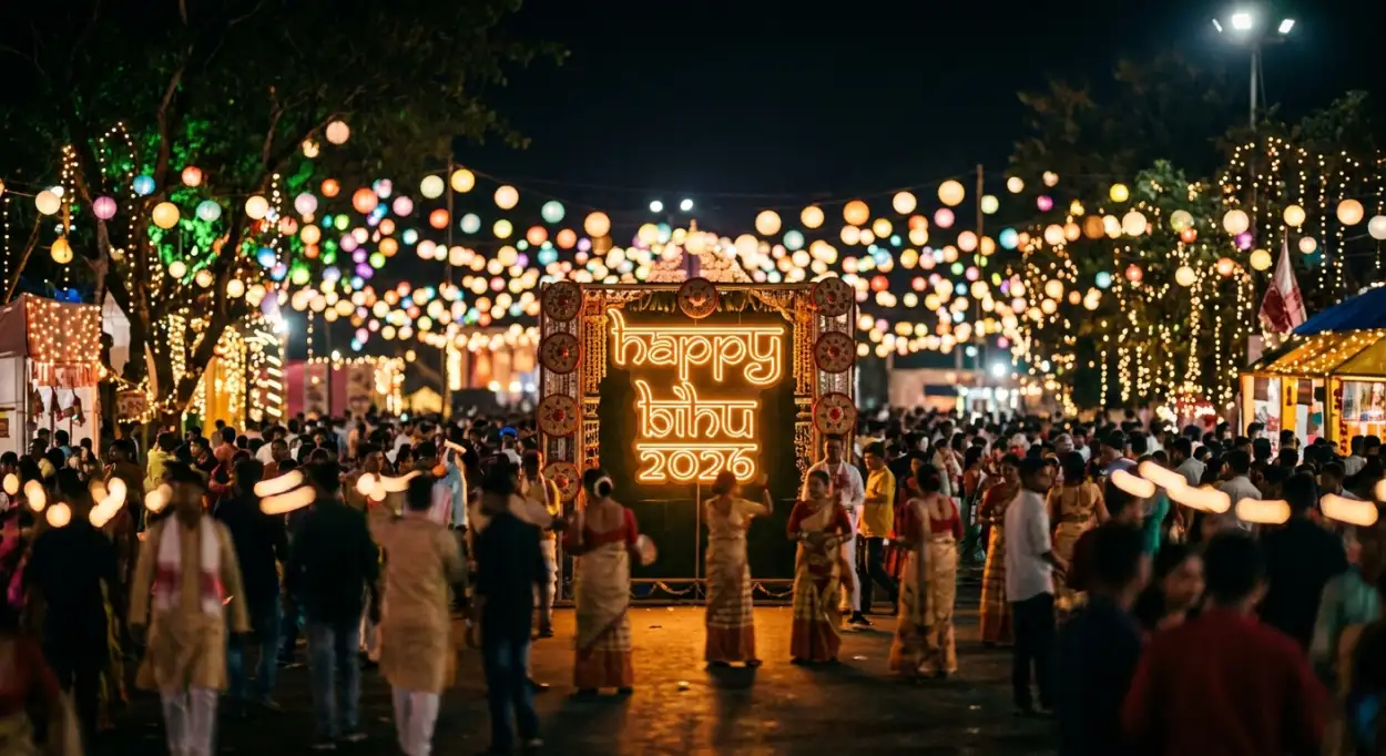 Free Download Happy Bihu 2026 Wishes Festive Background Design - High Quality Happy Bihu 2026 Wishes Background Image