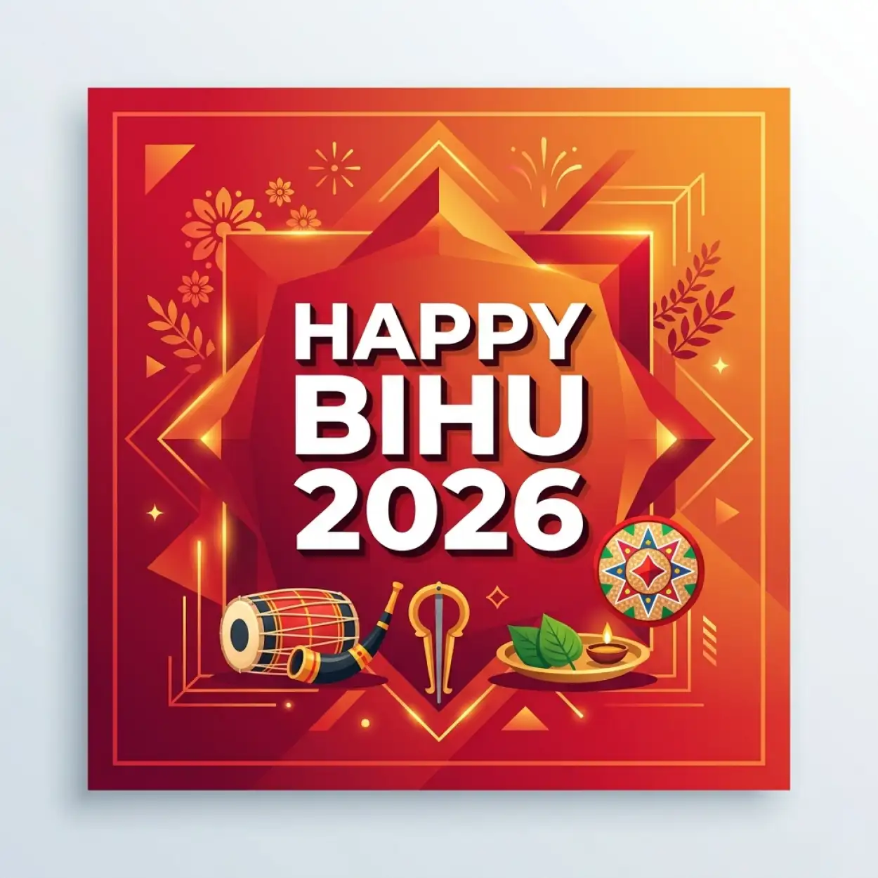 Free Download Happy Bihu 2026 Wishes Greeting Card Design - High Quality Happy Bihu 2026 Wishes Image