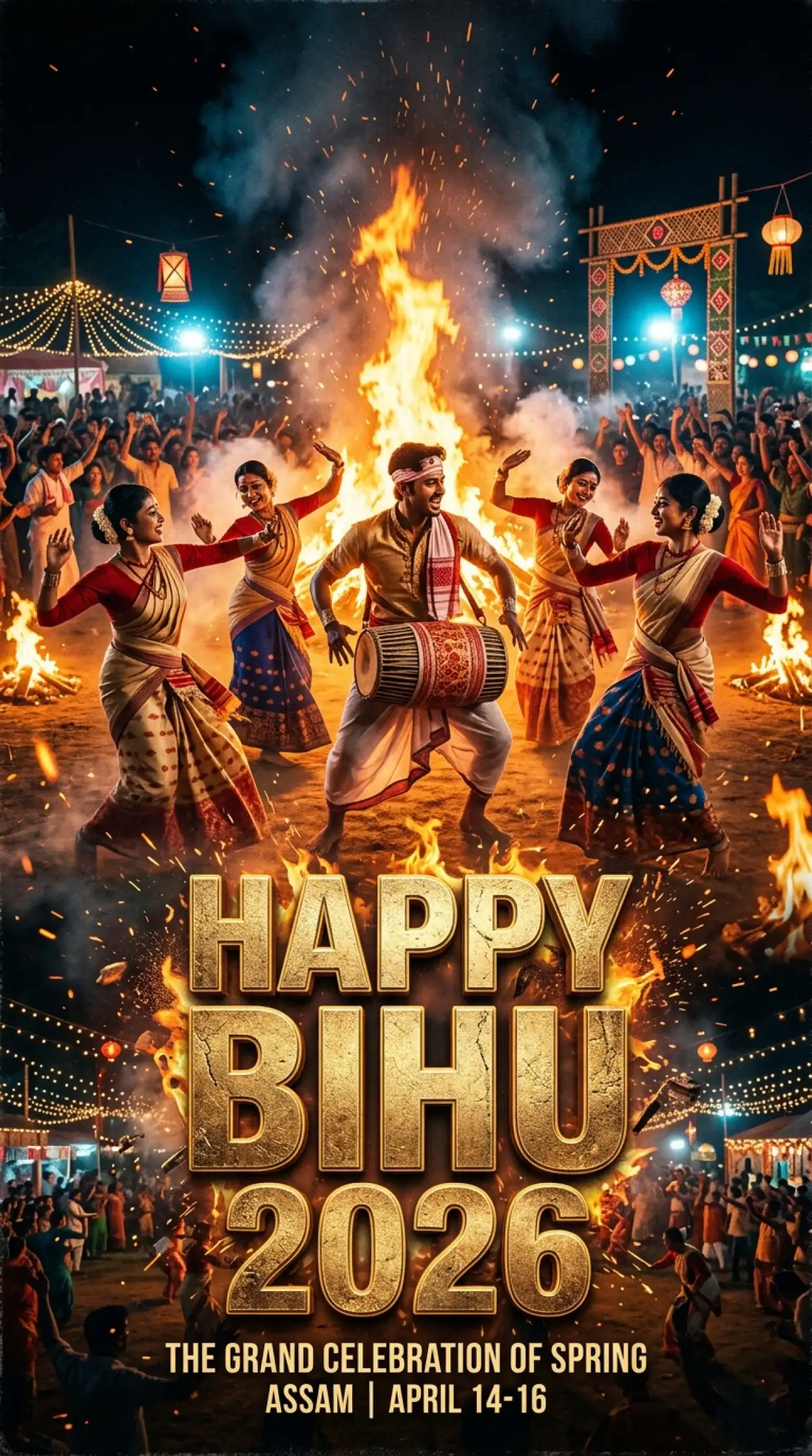 Free Download Happy Bihu 2026 Wishes Mobile Wallpaper - High Quality Happy Bihu 2026 Wishes Image