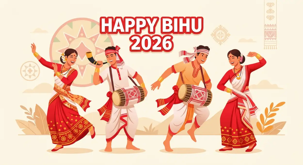 Free Download Happy Bihu 2026 Wishes Modern Graphic Design - High Quality Happy Bihu 2026 Wishes Image