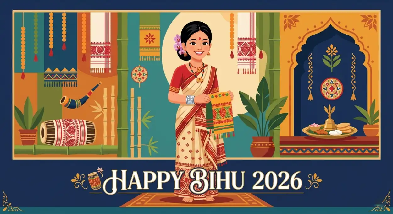 Free Download Happy Bihu 2026 Wishes Poster Template - High Quality Happy Bihu 2026 Wishes Image