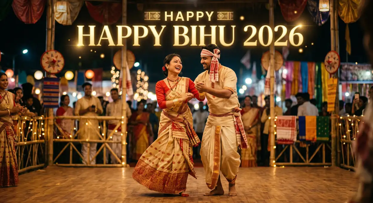 Free Download Happy Bihu 2026 Wishes Short Captions - High Quality Happy Bihu 2026 Wishes Image