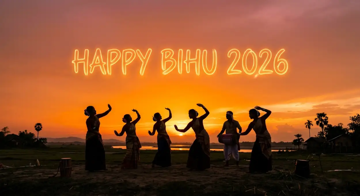 Free Download Happy Bihu 2026 Wishes Traditional Dance Photo - High Quality Happy Bihu 2026 Wishes Image