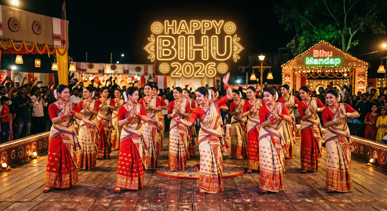 Free Download Happy Bihu 2026 Wishes With Cultural Theme - High Quality Happy Bihu 2026 Wishes Image