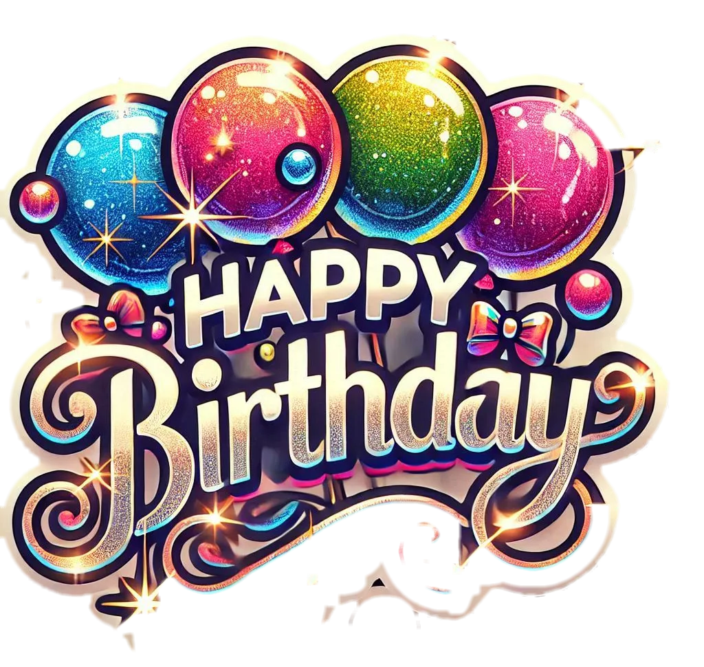 Happy Birthday Text With Colorful Balloons And Confetti - Royalty Free Happy Birthday Image | Pngmagic Free Download Happy Birthday Text With Colorful Balloons And Confetti - High Quality Happy Birthday PNG Image