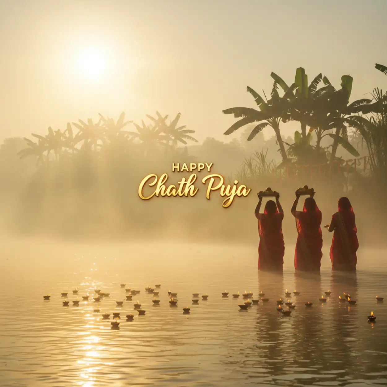 Free Download Happy Chhath Puja 2025 Quotes With Morning Sunrise - High Quality Happy Chhath Puja 2025 Background