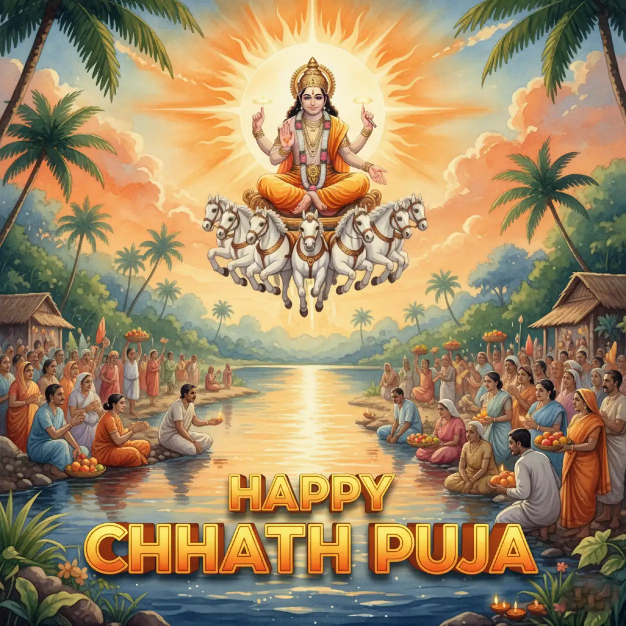 Free Download Happy Chhath Puja 2025 Wishes In Hindi - High Quality Happy Chhath Puja Background